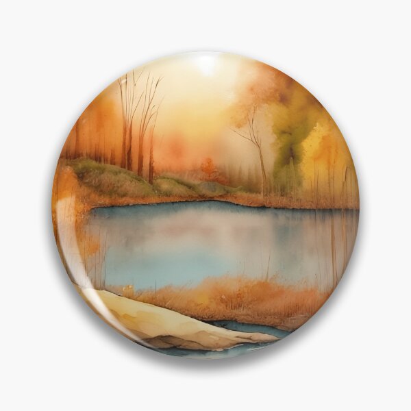 Item preview, Forest Lake in Autumn Landscape Watercolor Painting | Watercolor Landscape | Watercolor Art | Watercolor Scenery designed and sold by UnhingedBird.