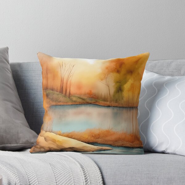 Item preview, Forest Lake in Autumn Landscape Watercolor Painting | Watercolor Landscape | Watercolor Art | Watercolor Scenery designed and sold by UnhingedBird.