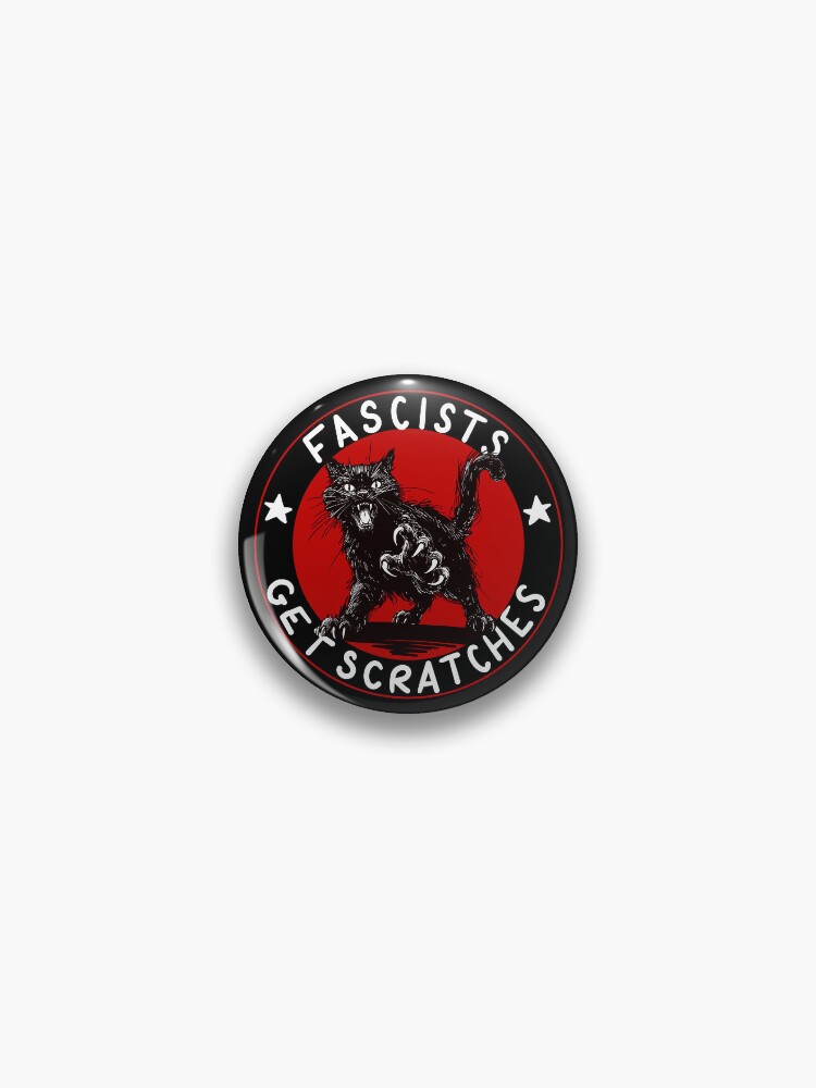 Thumbnail 1 of 3, Pin, Cats Against Fascists designed and sold by kilkennycat.