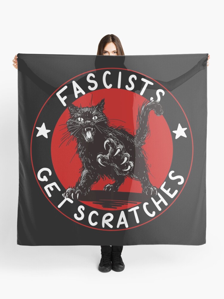 Thumbnail 1 of 3, Scarf, Cats Against Fascists designed and sold by kilkennycat.