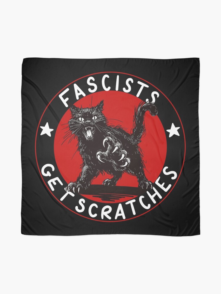 Thumbnail 2 of 3, Scarf, Cats Against Fascists designed and sold by kilkennycat.