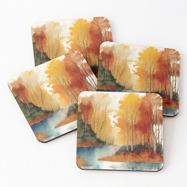 Item preview, Forest Lake in Autumn Landscape Watercolor Painting | Watercolor Landscape | Watercolor Art | Watercolor Scenery designed and sold by UnhingedBird.