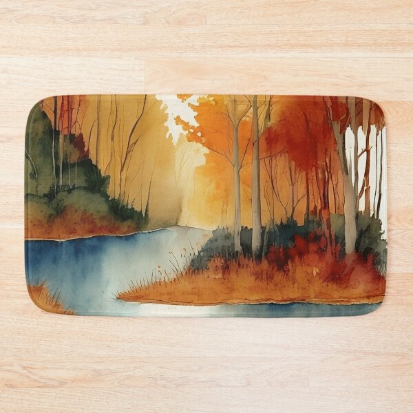Item preview, Forest Lake in Autumn Landscape Watercolor Painting | Watercolor Landscape | Watercolor Art | Watercolor Scenery designed and sold by UnhingedBird.