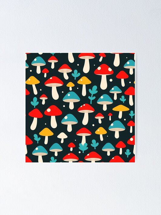 Thumbnail 1 of 3, Poster, Mushroom Pattern designed and sold by YILSI.