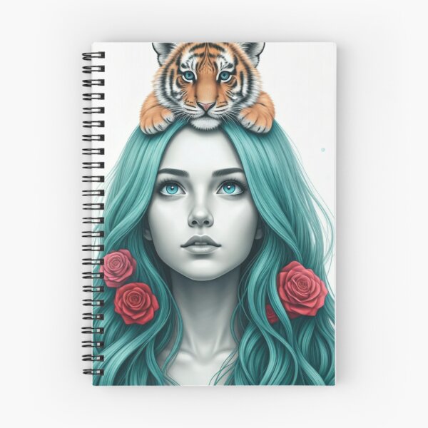 Item preview, Girl with Turquoise Hair and Tiger designed and sold by LoveingShop.