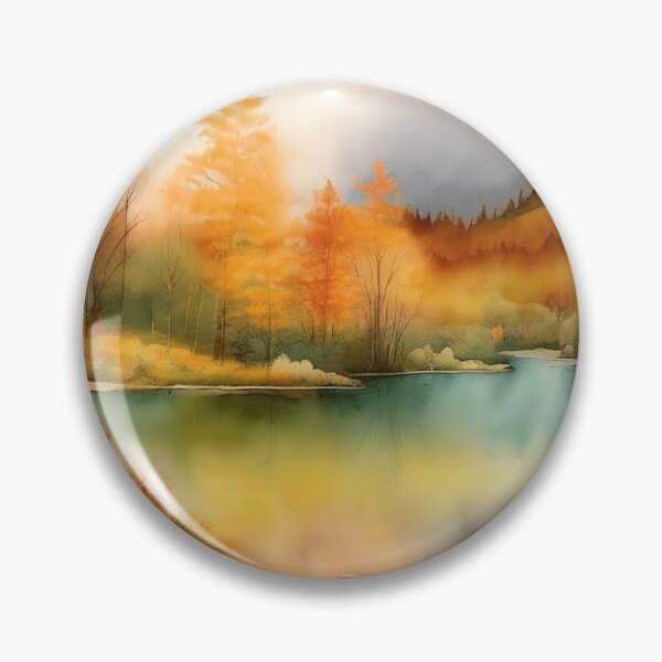 Item preview, Forest Lake in Autumn Landscape Watercolor Painting | Watercolor Landscape | Watercolor Art | Watercolor Scenery designed and sold by UnhingedBird.