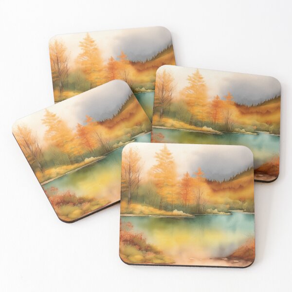 Item preview, Forest Lake in Autumn Landscape Watercolor Painting | Watercolor Landscape | Watercolor Art | Watercolor Scenery designed and sold by UnhingedBird.