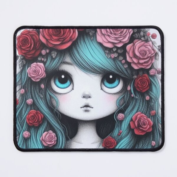 Item preview, Girl with Turquoise Hair and Tiger designed and sold by LoveingShop.