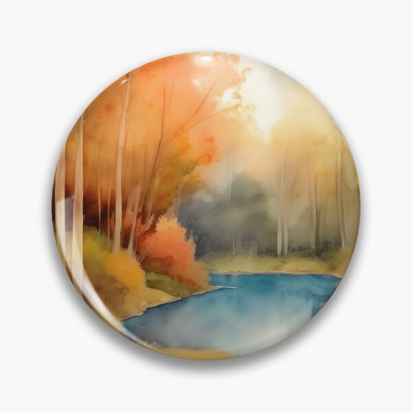 Item preview, Forest Lake in Autumn Landscape Watercolor Painting | Watercolor Landscape | Watercolor Art | Watercolor Scenery designed and sold by UnhingedBird.
