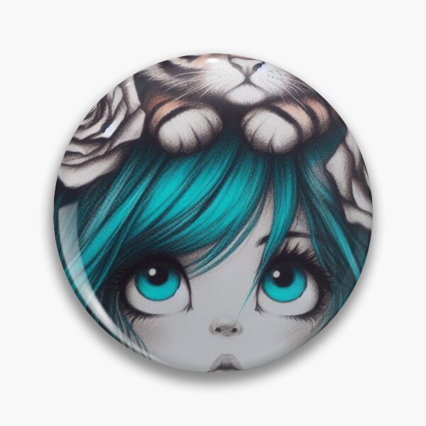 Item preview, Girl with Turquoise Hair and Tiger designed and sold by LoveingShop.