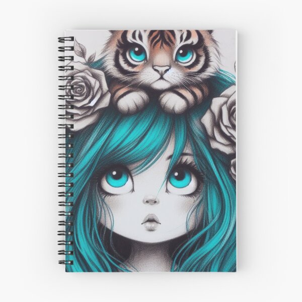Item preview, Girl with Turquoise Hair and Tiger designed and sold by LoveingShop.