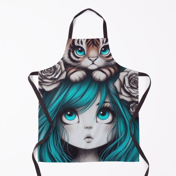 Item preview, Girl with Turquoise Hair and Tiger designed and sold by LoveingShop.