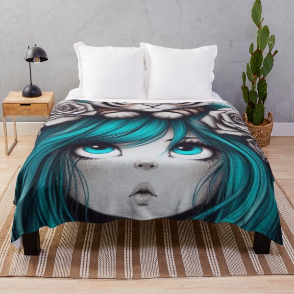Item preview, Girl with Turquoise Hair and Tiger designed and sold by LoveingShop.