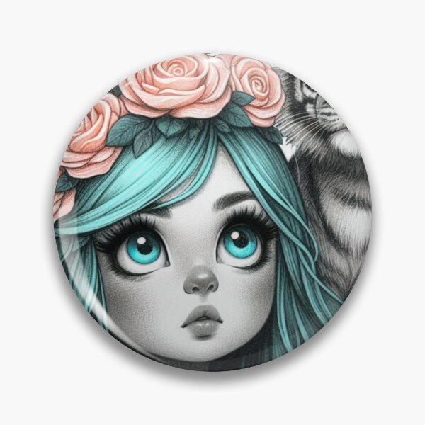 Item preview,  Girl with Turquoise Hair and Tiger Cub designed and sold by LoveingShop.
