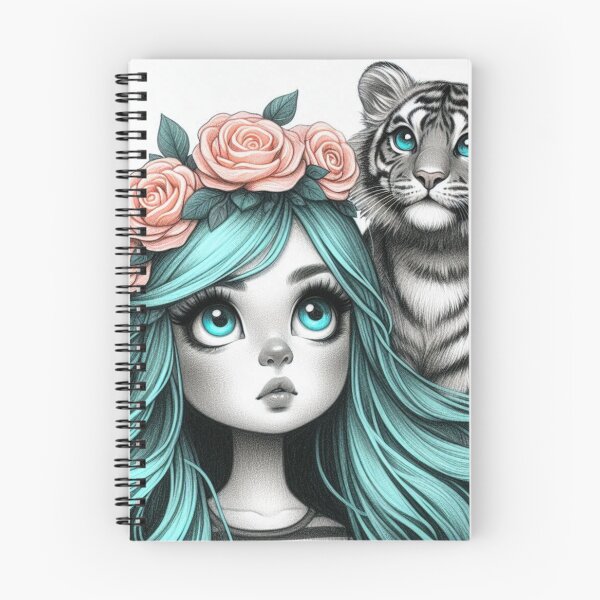 Item preview,  Girl with Turquoise Hair and Tiger Cub designed and sold by LoveingShop.