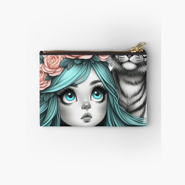 Item preview,  Girl with Turquoise Hair and Tiger Cub designed and sold by LoveingShop.