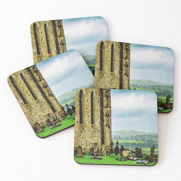 Item preview, Watercolor painting of Rock of Cashel with historic cemetery in Ireland designed and sold by GestaltImagery.