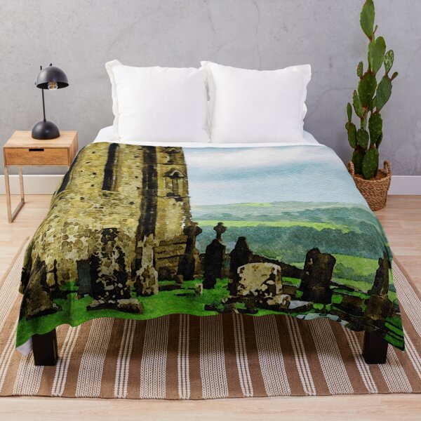 Item preview, Watercolor painting of Rock of Cashel with historic cemetery in Ireland designed and sold by GestaltImagery.