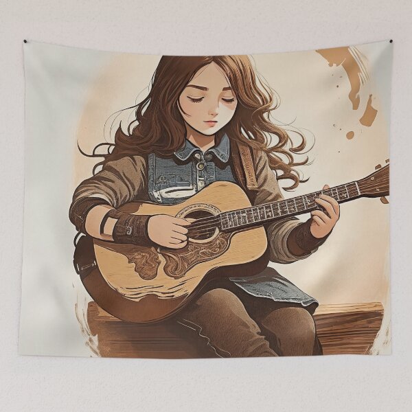 Item preview, Girl playing guitar art designed and sold by TheRedPixels.