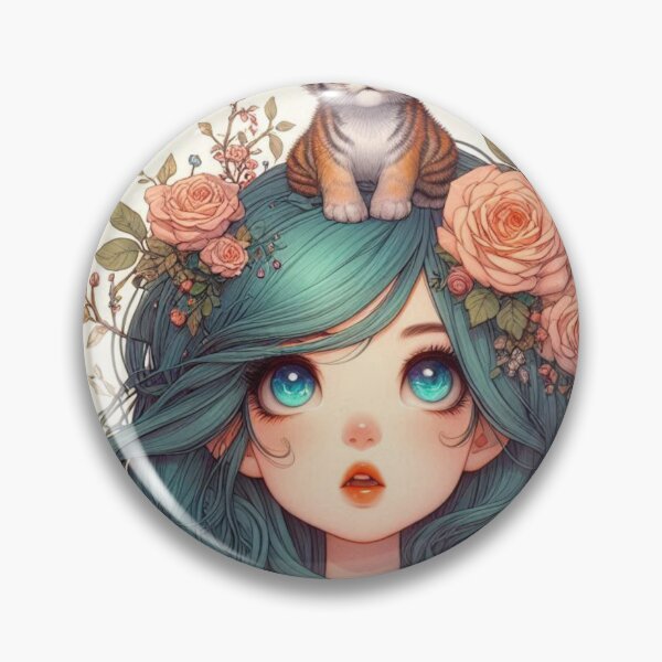 Item preview, Girl with Turquoise Hair and Tiger designed and sold by LoveingShop.