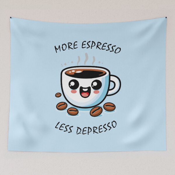 Item preview, More Espresso Less Depresso - Smiling Coffee - Caffeine designed and sold by chromavibes-art.
