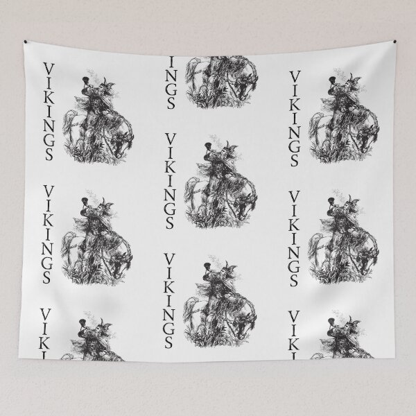 Item preview, Viking Warrior Blowing Horn on Horseback - Norse Mythology Art Print designed and sold by Psycho-Crazy.
