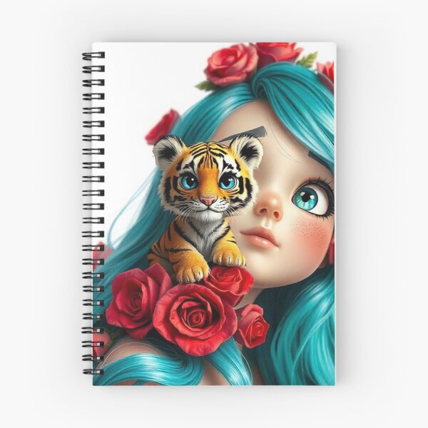 Item preview, Girl with Turquoise Hair and Tiger designed and sold by LoveingShop.