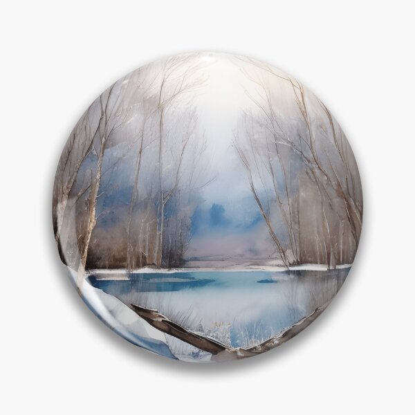 Item preview, Forest Lake in Winter Landscape Watercolor Painting | Watercolor Landscape | Watercolor Art | Watercolor Scenery designed and sold by UnhingedBird.