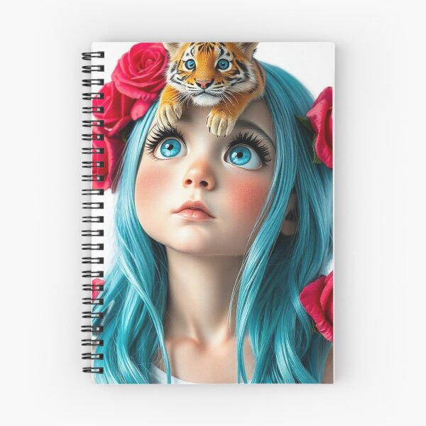 Item preview, Girl with Turquoise Hair and Tiger designed and sold by LoveingShop.