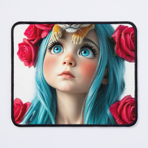 Item preview, Girl with Turquoise Hair and Tiger designed and sold by LoveingShop.