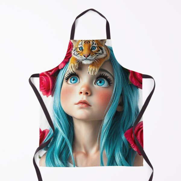 Item preview, Girl with Turquoise Hair and Tiger designed and sold by LoveingShop.