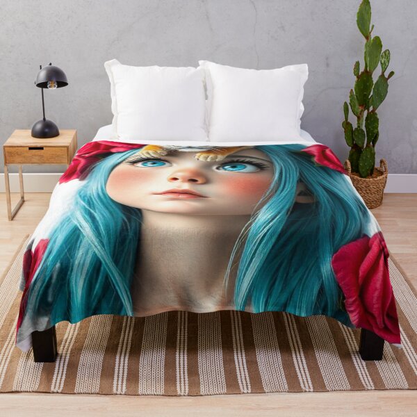 Item preview, Girl with Turquoise Hair and Tiger designed and sold by LoveingShop.