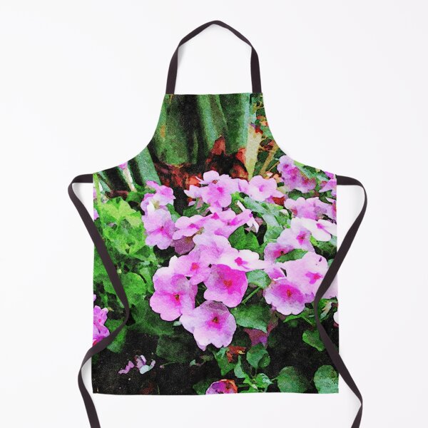 Item preview, Vibrant watercolor painting of impatiens flowers in lush green garden designed and sold by GestaltImagery.