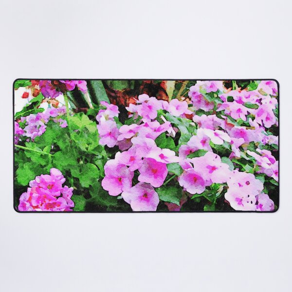 Item preview, Vibrant watercolor painting of impatiens flowers in lush green garden designed and sold by GestaltImagery.