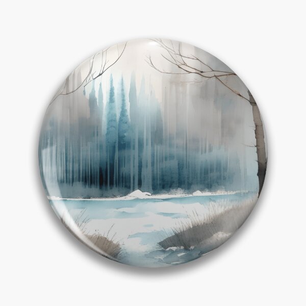Item preview, Forest Lake in Winter Landscape Watercolor Painting | Watercolor Landscape | Watercolor Art | Watercolor Scenery designed and sold by UnhingedBird.