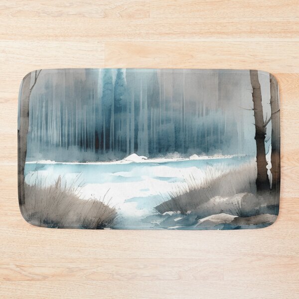 Item preview, Forest Lake in Winter Landscape Watercolor Painting | Watercolor Landscape | Watercolor Art | Watercolor Scenery designed and sold by UnhingedBird.