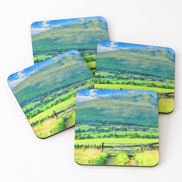 Item preview, Serene watercolor painting of Lake District countryside in England with lush greenery designed and sold by GestaltImagery.