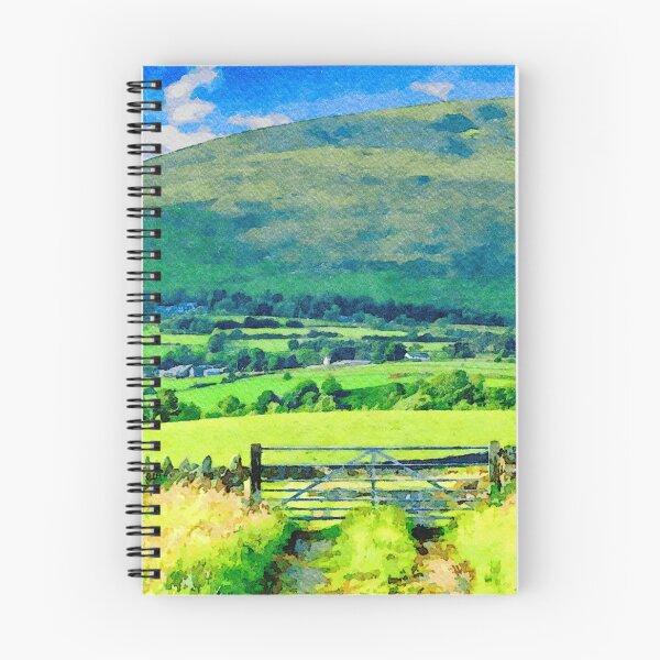 Item preview, Serene watercolor painting of Lake District countryside in England with lush greenery designed and sold by GestaltImagery.
