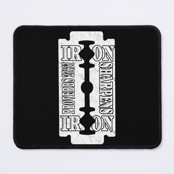 Item preview, Iron Sharpens Iron Bible verse Razor Blade Design | Proverbs 27:17 Minimal Art | white designed and sold by ZechJohnRB.