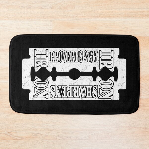 Item preview, Iron Sharpens Iron Bible verse Razor Blade Design | Proverbs 27:17 Minimal Art | white designed and sold by ZechJohnRB.