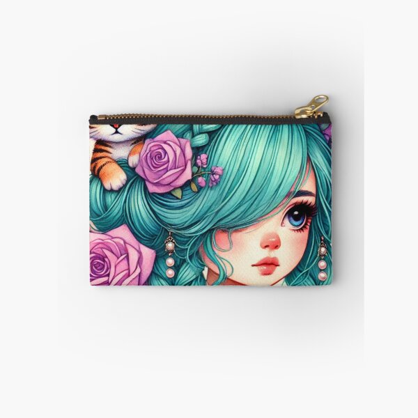 Item preview, Girl with Turquoise Hair and Tiger Cub designed and sold by LoveingShop.