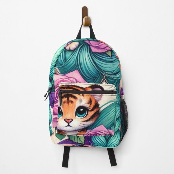 Item preview, Girl with Turquoise Hair and Tiger Cub designed and sold by LoveingShop.
