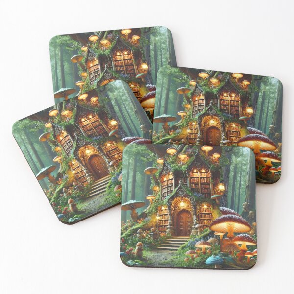 Item preview, Fairy Tale Library for Book Lover in a Dark Magic Forest trees Folklore Fables DND D&D Bookish Nerd designed and sold by TheTimeTaxi.