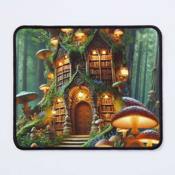 Item preview, Fairy Tale Library for Book Lover in a Dark Magic Forest trees Folklore Fables DND D&D Bookish Nerd designed and sold by TheTimeTaxi.