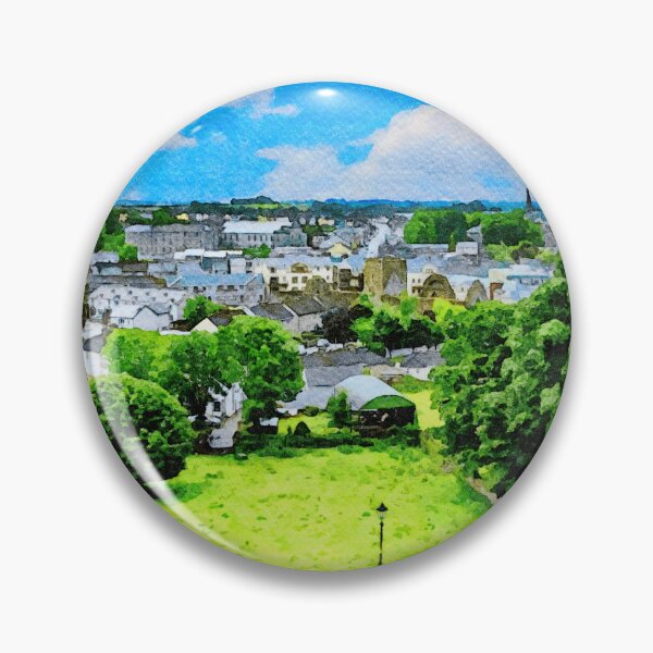 Item preview, Scenic watercolor of Cashel in County Tipperary with vibrant greenery and sky designed and sold by GestaltImagery.