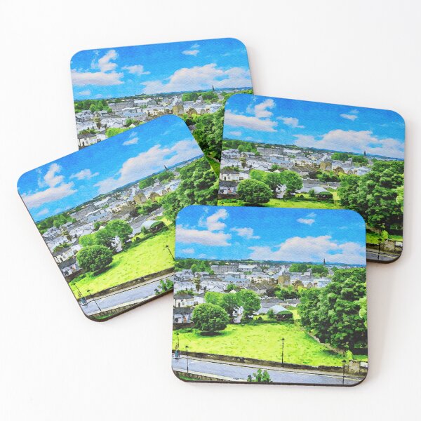 Item preview, Scenic watercolor of Cashel in County Tipperary with vibrant greenery and sky designed and sold by GestaltImagery.