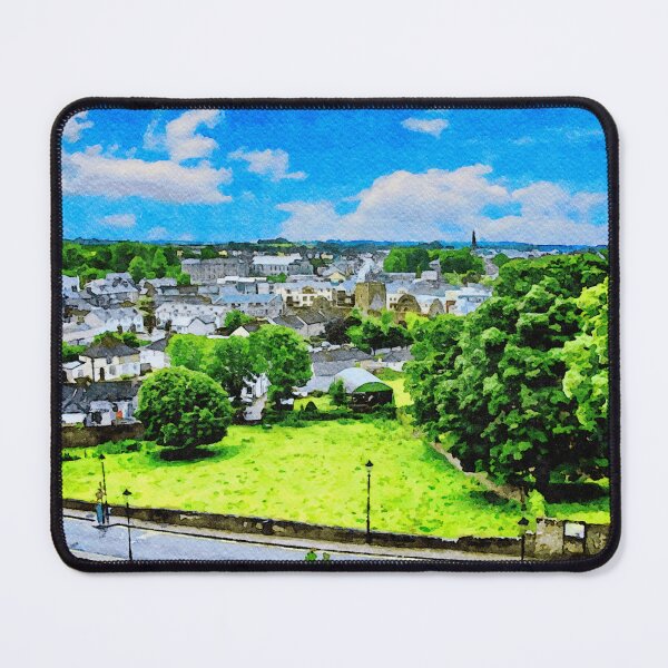 Item preview, Scenic watercolor of Cashel in County Tipperary with vibrant greenery and sky designed and sold by GestaltImagery.