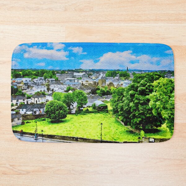 Item preview, Scenic watercolor of Cashel in County Tipperary with vibrant greenery and sky designed and sold by GestaltImagery.