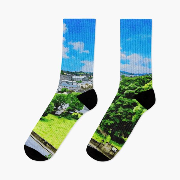 Item preview, Scenic watercolor of Cashel in County Tipperary with vibrant greenery and sky designed and sold by GestaltImagery.