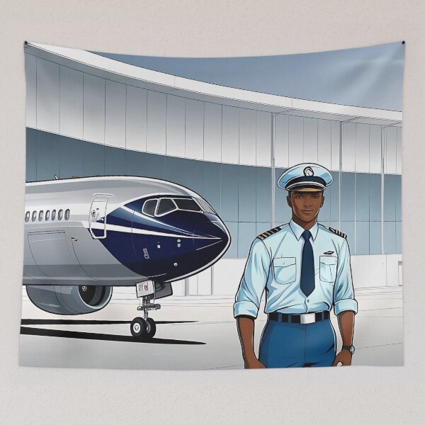 Item preview, Airport Illustration - Airplane with Pilot at the Terminal designed and sold by EMairplanes.